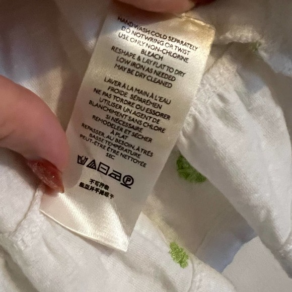 Free People Edie Top Womens White Green Linen Blend Beaded Embroidered M - Picture 10 of 12